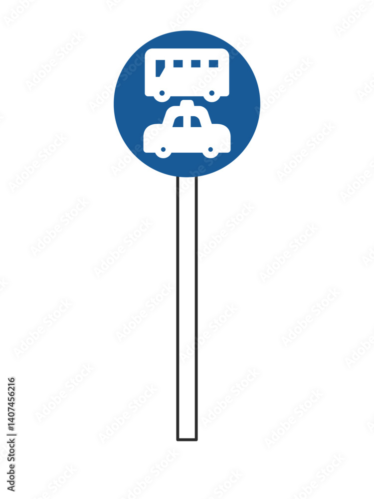 ポール付きのシンプル標識の単品イラスト 許可車両専用(組み合わせ) ポール付きのシンプル標識の単品イラスト 許可車両専用(組み合わせ)