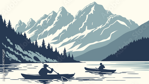 Silhouettes of kayakers in Glacier Bay – Alaska, USA
