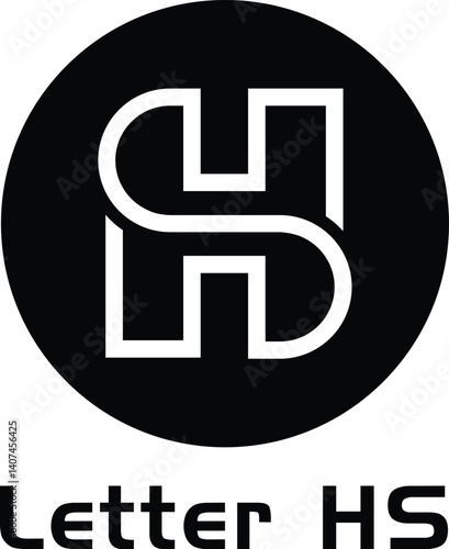 HS Letter Logo Design. HS Lettering Logo