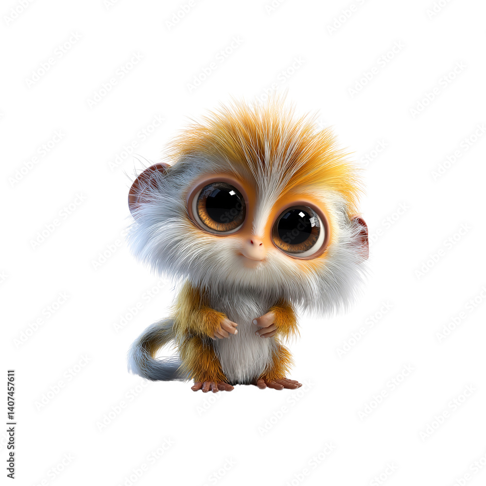 Adorable Baby Monkey with Large Eyes - CG Render Adorable Baby Monkey with Large Eyes - CG Render