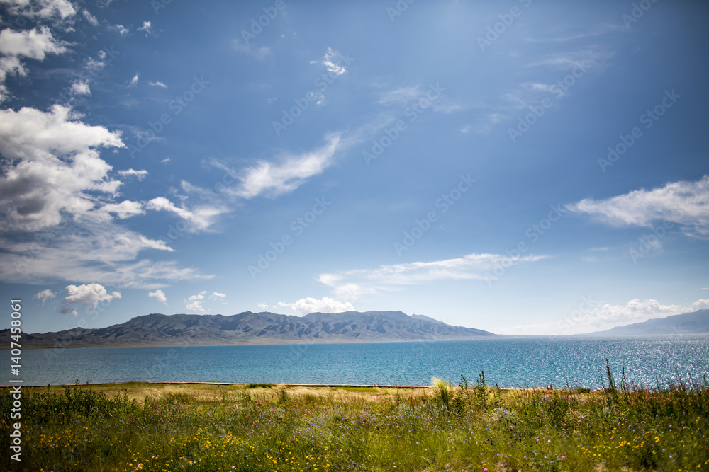 Obraz premium Summer at Sayram Lake in Bortala Prefecture, Xinjiang, China
