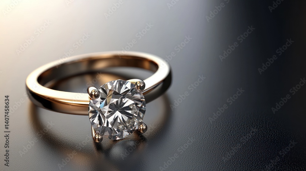 Elegant Diamond Ring on Dark Background Elegant Diamond Ring on Dark Background