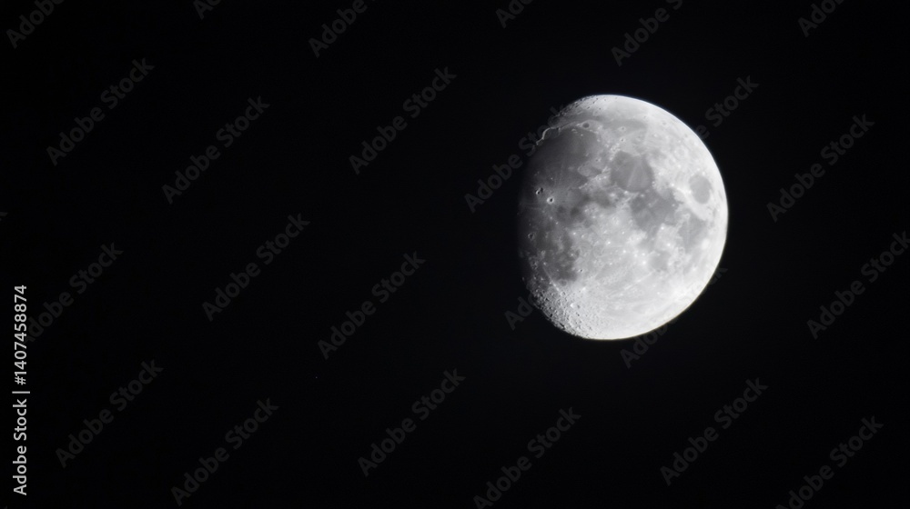 Waxing gibbous moon in night sky. Waxing gibbous moon in night sky.