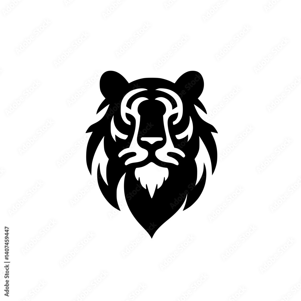 Obraz premium Black & White Tiger Head Logo: Strong, Minimalist Design