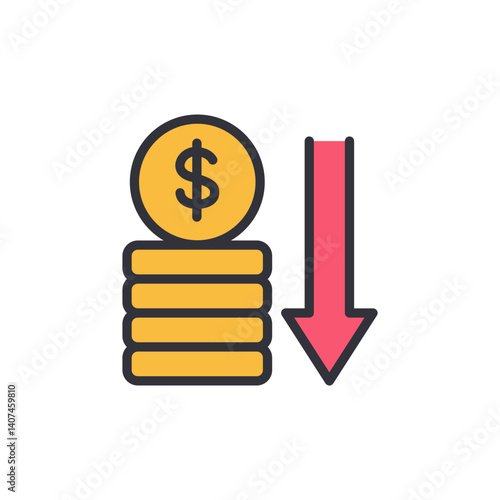Economic crisis colored icons, minimalist vector illustration ,simple transparent graphic element .Isolated on white background