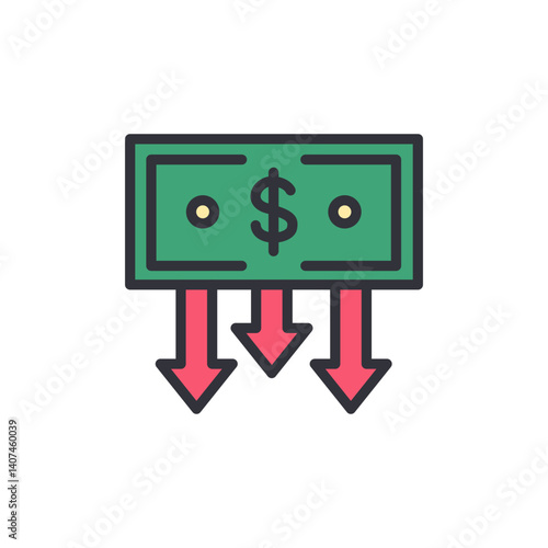 Economic crisis colored icons, minimalist vector illustration ,simple transparent graphic element .Isolated on white background
