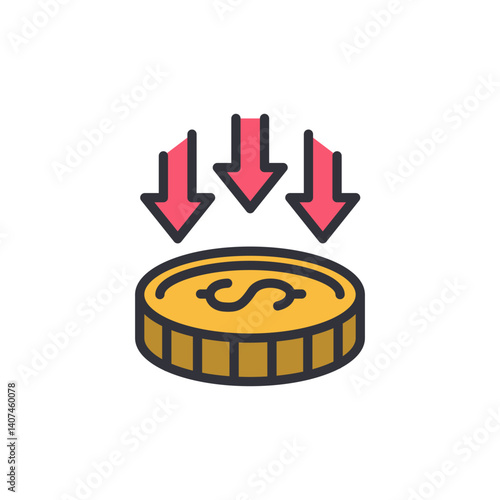 Economic crisis colored icons, minimalist vector illustration ,simple transparent graphic element .Isolated on white background