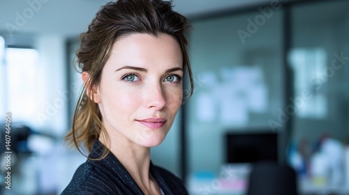 Free Download Bright and Confident Businesswoman in Modern Office Environment - GFXLoad