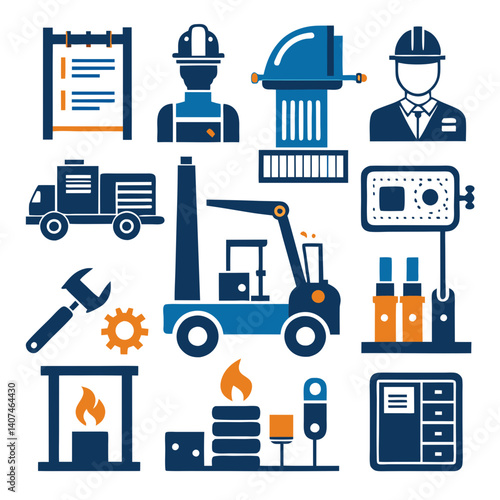 Oil and gas industry vector icon set illustration
