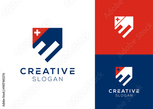 Cross Switzerland and Shields with Elements of Increasing Design Logo for Finance, Defense and Business Consultant