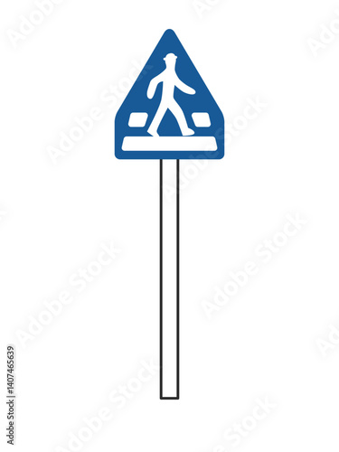 ポール付きのシンプル標識の単品イラスト　横断歩道