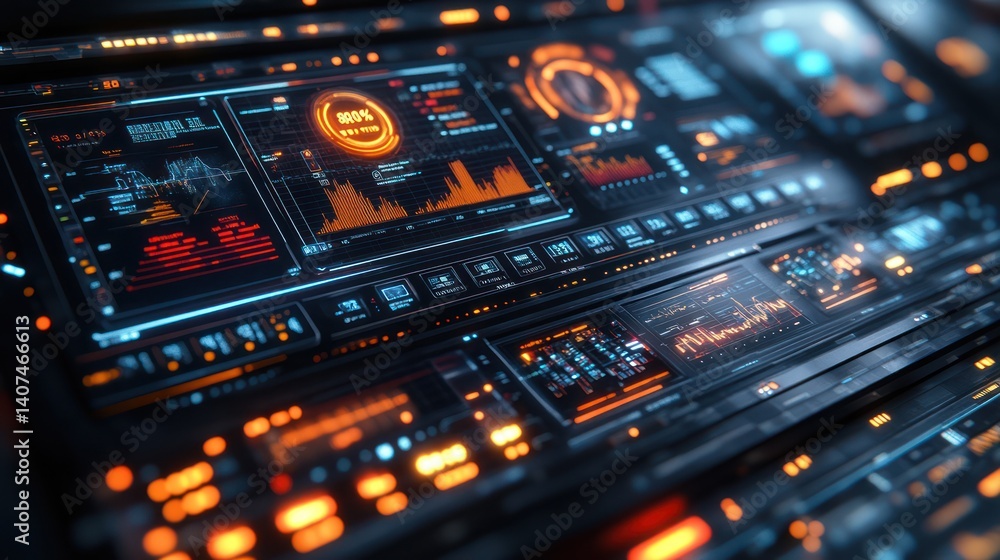 Obraz premium Complex technological system closeup