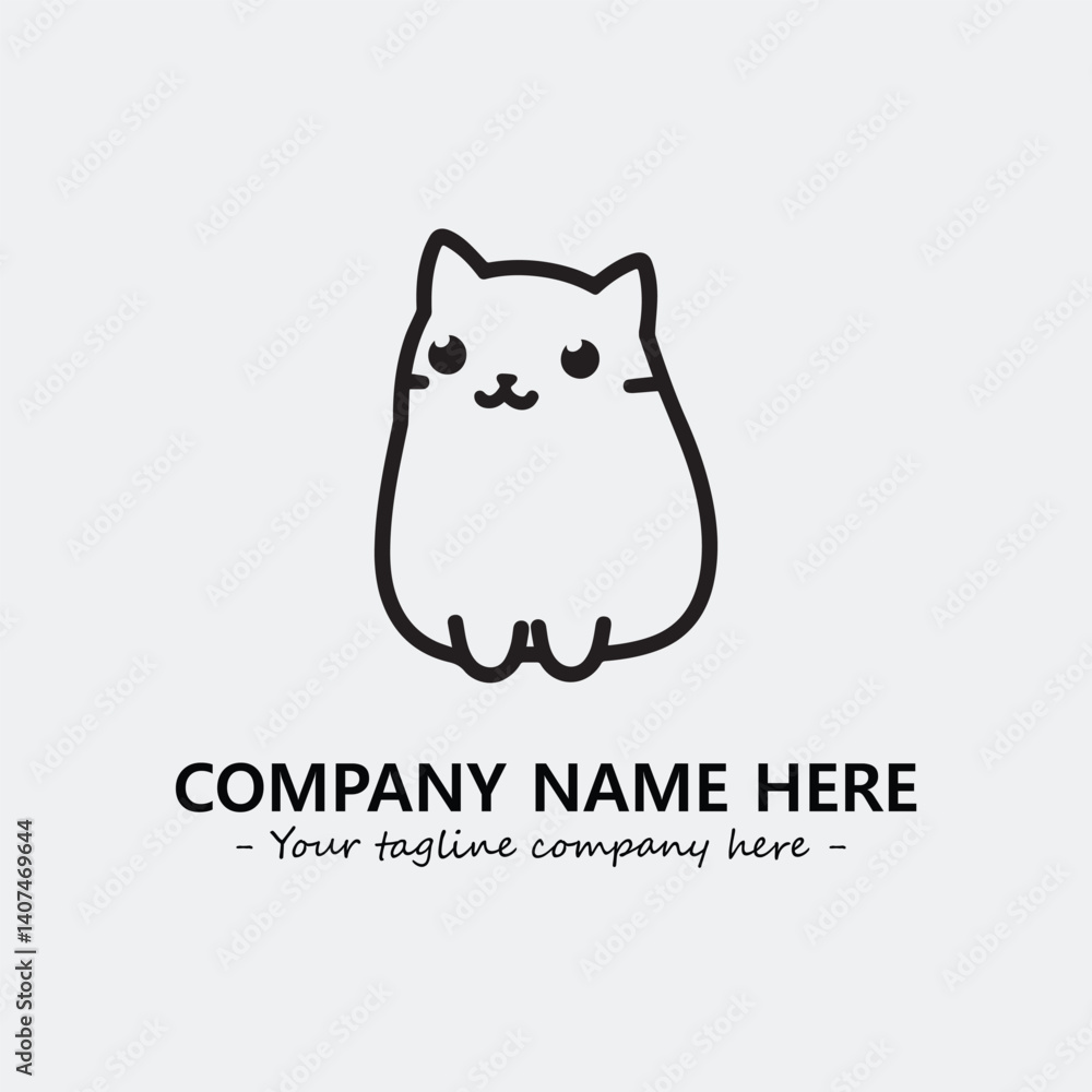 Cat illustration black and white for logo company vector image Cat illustration black and white for logo company vector image