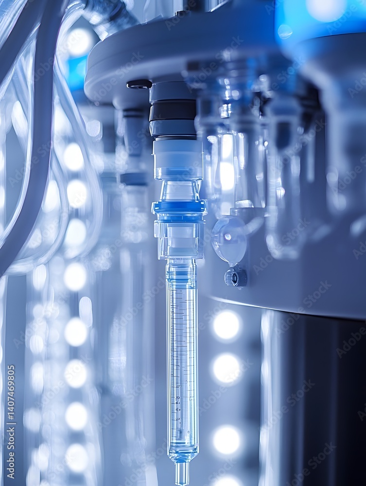 Intravenous Therapy in Modern Healthcare: Close-Up of Advanced Infusion Pump and Medical Equipment in a Clinical Setting Intravenous Therapy in Modern Healthcare: Close-Up of Advanced Infusion Pump and Medical Equipment in a Clinical Setting