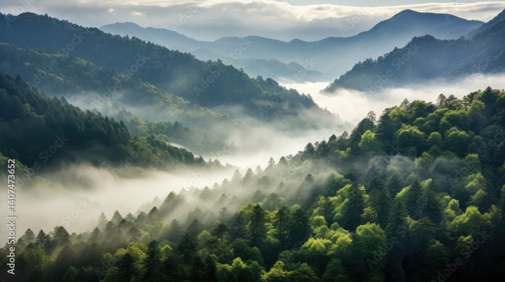 Obraz premium ridge fog trees