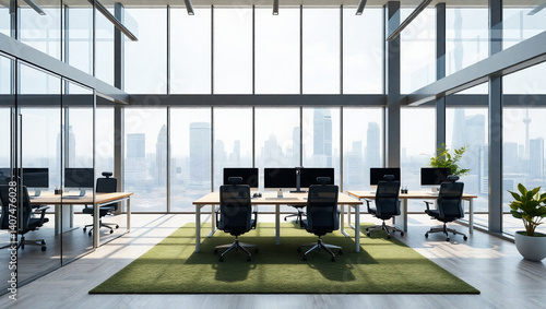 Stylish Contemporary Office with Green Accents