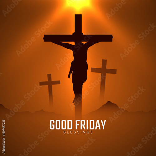 Religious Jesus on the cross scene card design