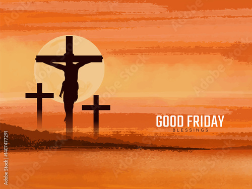 Good fridays scene with jesus christ cross card background