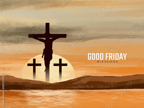 Jesus christ crucifixion rising depicted by cross background design