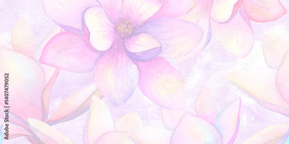 Delicate Pastel Magnolia Flowers Watercolor Painting Delicate Pastel Magnolia Flowers Watercolor Painting