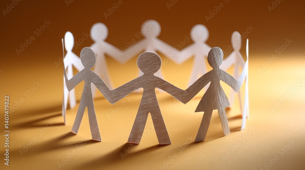 Paper figures holding hands in a circle Paper figures holding hands in a circle
