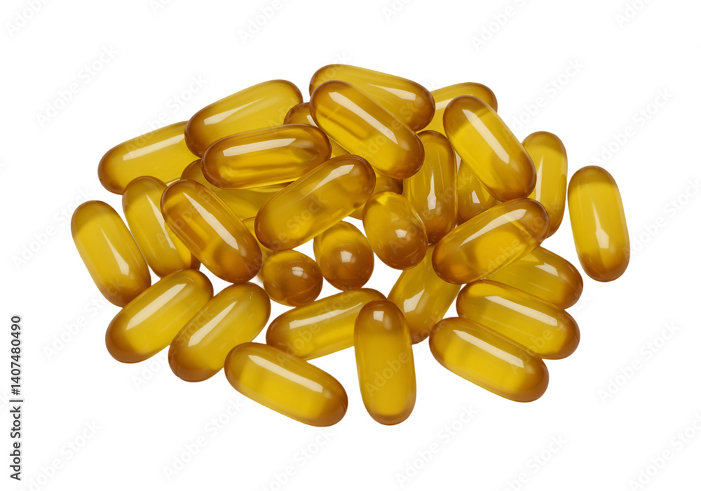 Fototapeta premium Realistic Vitamin D Softgel Capsules 
