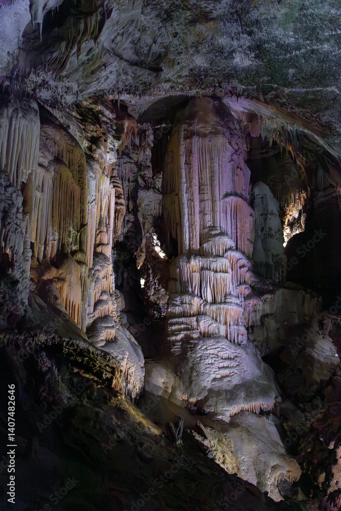 Exploring beautiful Postojna cave in Slovenia the most visited european cave. Thousands of stalagmites and stalactites