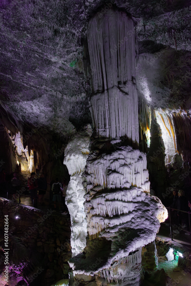 Exploring beautiful Postojna cave in Slovenia the most visited european cave. Thousands of stalagmites and stalactites