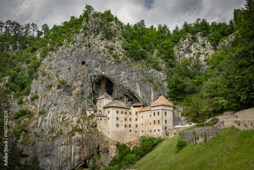 Predjama Castle or Castel Lueghi built within a cave near Postojna. Renaissance castle built within a cave mouth in  Slovenia.