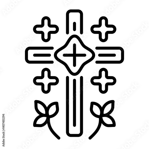 Line style icon of an easter cross sign 