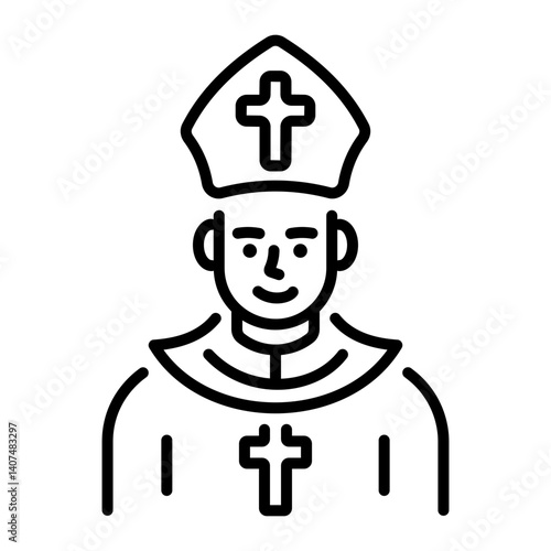 A linear style icon of a priest 