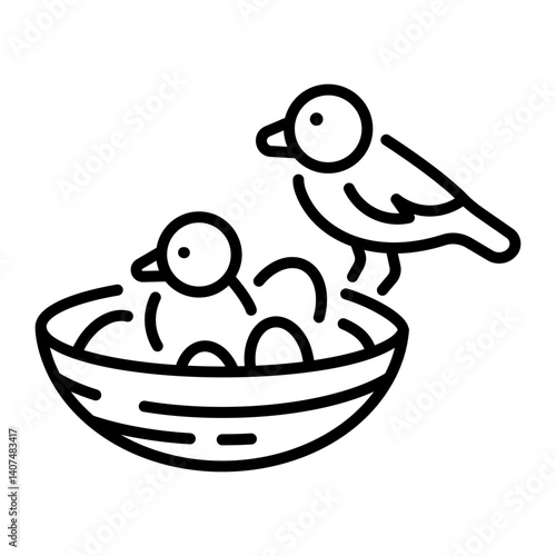 A linear style icon of a bird nest 