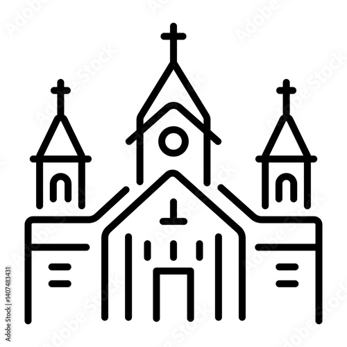 Line style icon of a church building 