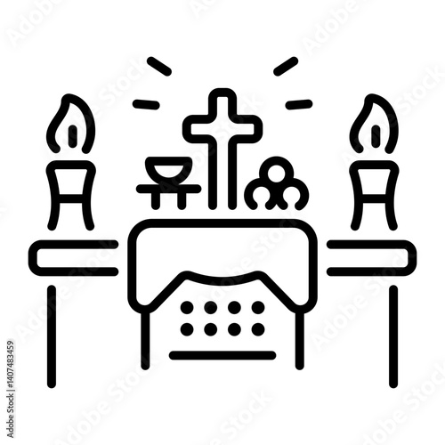 Religious altar icon in outline style 