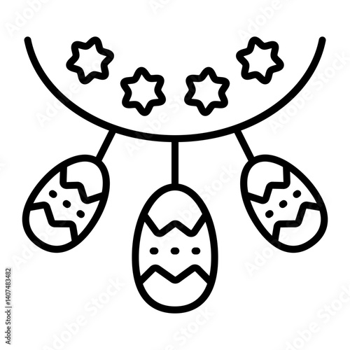 Decorative egg garland icon in line style 