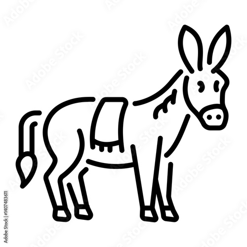 A linear style icon of a donkey 