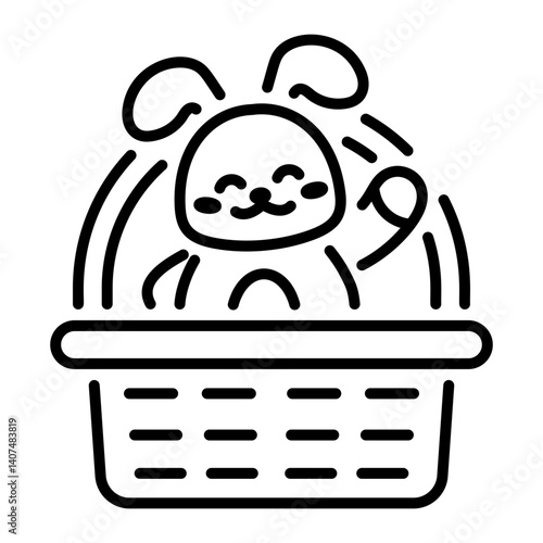 Easter bunny basket icon in linear style 