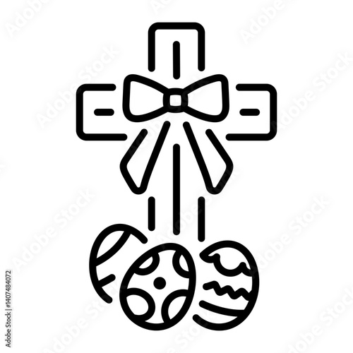 Line style icon showing a decorative cross 