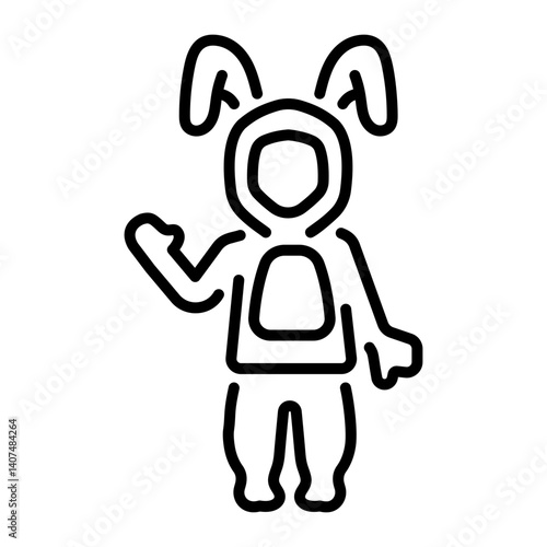 A character wearing bunny costume, line icon 
