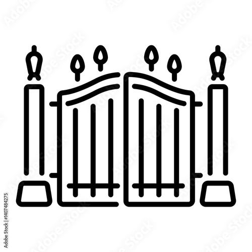 A linear style icon depicting heaven gate 