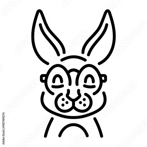 A linear icon of an easter bunny glasses 