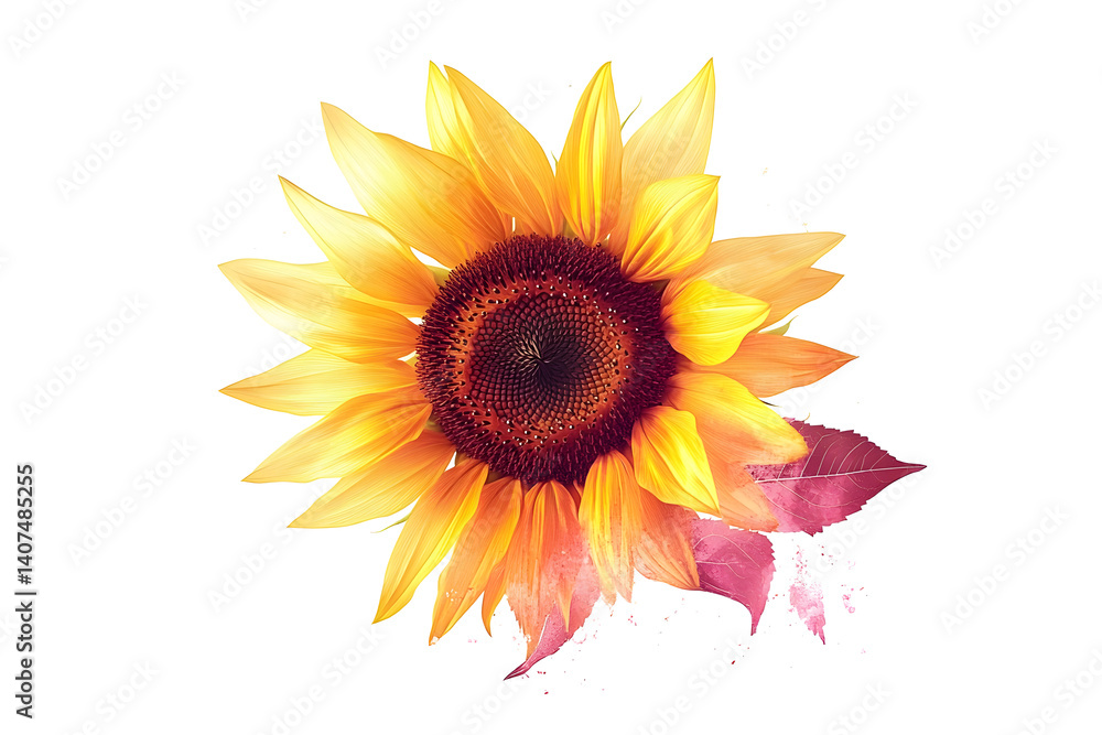 Obraz premium Isolated beautiful sunflower on white background with clipping path