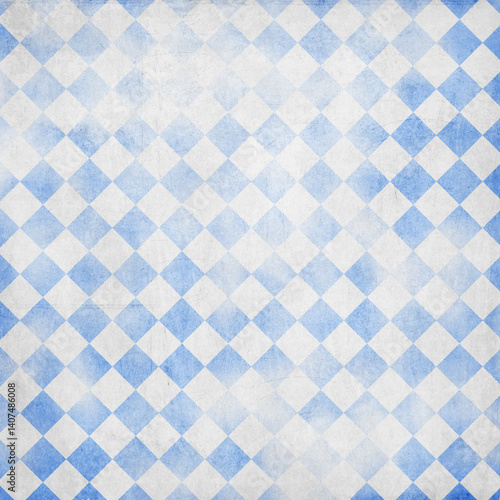 Seamless blue argyle pattern, diamond and harlequin geometric pattern. Vector decorative ornamental checkered rhombus rainbow background