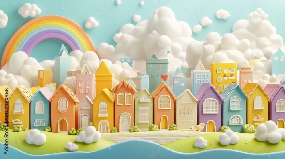 Pastel cityscape; whimsical town; cheerful buildings; background; kids; cute; children's art; digital illustration; use children's book illustration; animated; kids; education Pastel cityscape; whimsical town; cheerful buildings; background; kids; cute; children's art; digital illustration; use children's book illustration; animated; kids; education