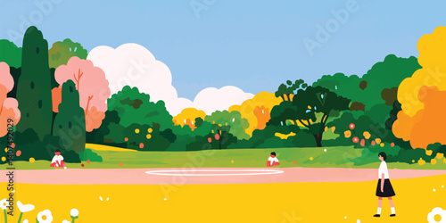 A vibrant park scene unfold...
