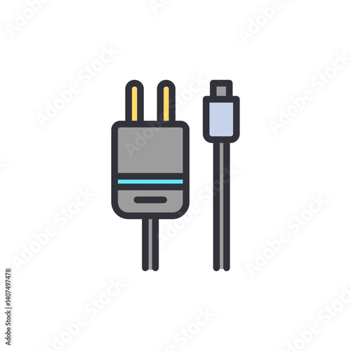 Charger colored icons, minimalist vector illustration ,simple transparent graphic element .Isolated on white background