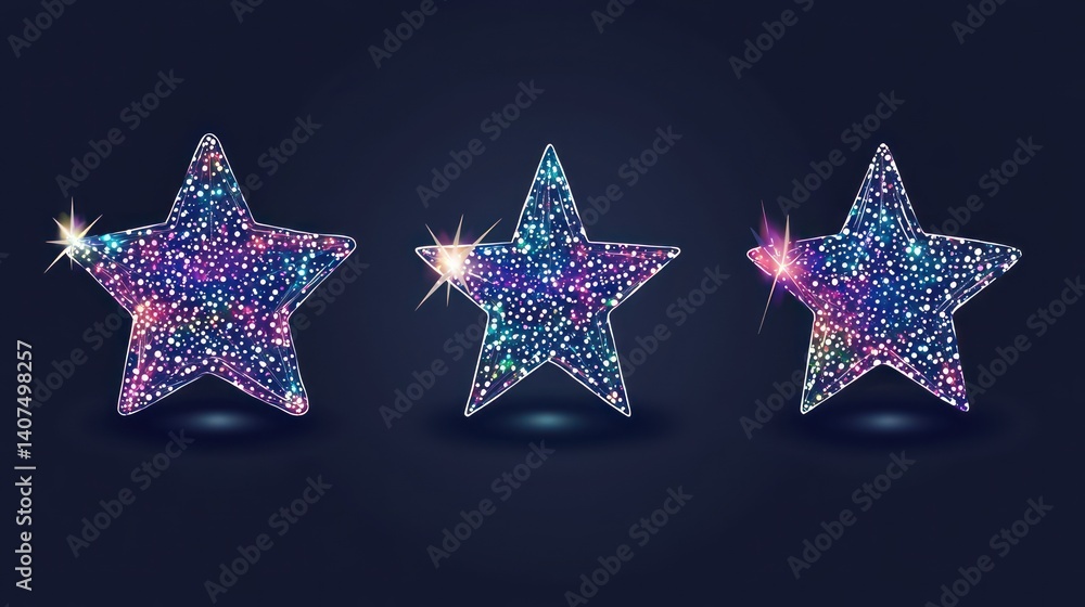 Glittery stars, dark backdrop, rating, design Glittery stars, dark backdrop, rating, design