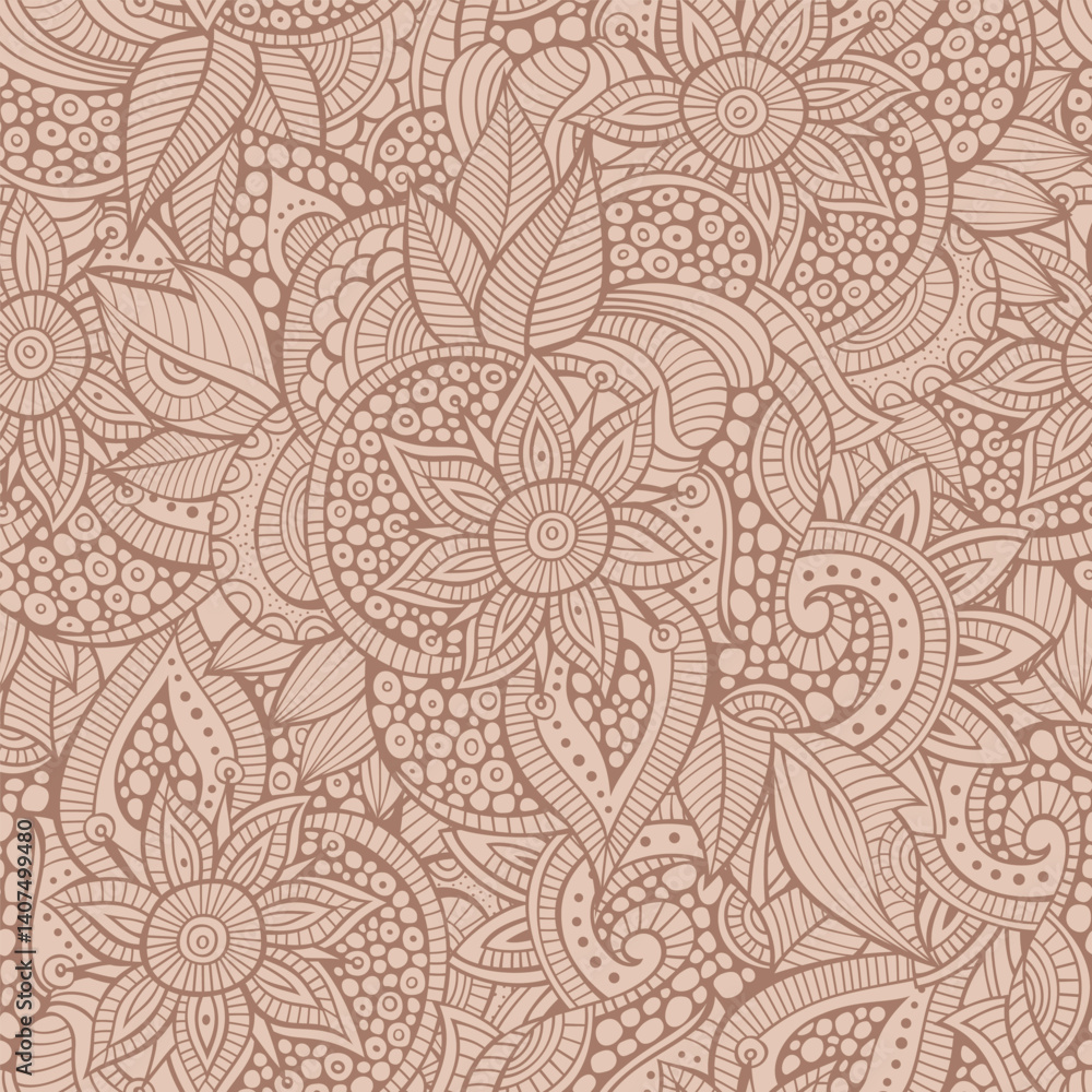 Fototapeta premium Abstract ornamental seamless pattern. Vintage Mocha Mousse background.