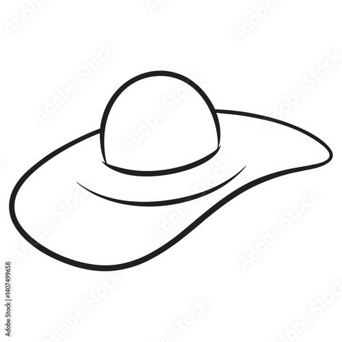 Vector on white background women hat sketch lines  