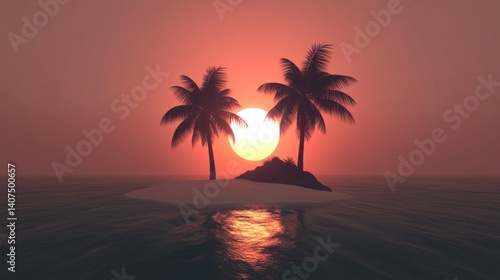 Tropical sunset island paradise